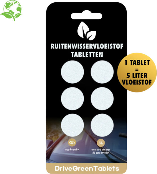 DriveGreenTablets | 30 Liter - Ruitensproeiervloeistof - Geconcentreerde Ruitenwisservloeistof - Sterke Reiniging - 60 Tabletten - Ruitenwisservloeistof Tabletten - Milieuvriendelijk - Autoverzorging - All Seasons