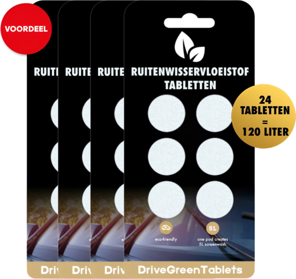 DriveGreenTablets | 120 Liter - Ruitensproeiervloeistof - Geconcentreerde Ruitenwisservloeistof - Sterke Reiniging - 60 Tabletten - Ruitenwisservloeistof Tabletten - Milieuvriendelijk - Autoverzorging - All Seasons