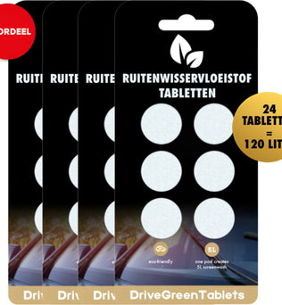 DriveGreenTablets | 120 Liter - Ruitensproeiervloeistof - Geconcentreerde Ruitenwisservloeistof - Sterke Reiniging - 60 Tabletten - Ruitenwisservloeistof Tabletten - Milieuvriendelijk - Autoverzorging - All Seasons