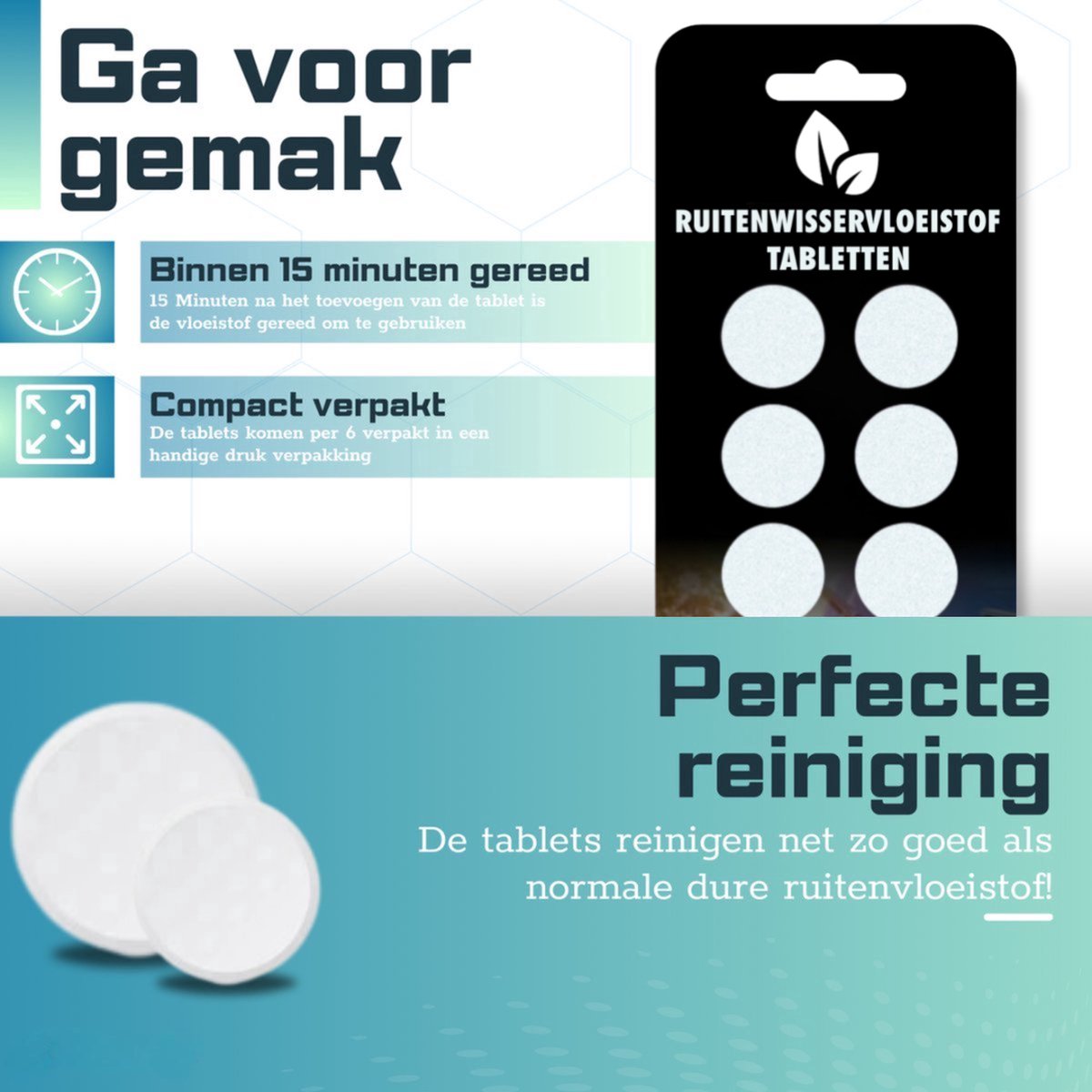 DriveGreenTablets | 300 Liter - Ruitensproeiervloeistof - Geconcentreerde Ruitenwisservloeistof - Sterke Reiniging - 60 Tabletten - Ruitenwisservloeistof Tabletten - Milieuvriendelijk - Autoverzorging - All Seasons